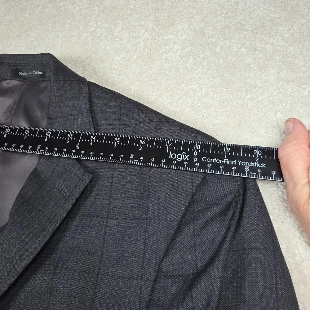 Lauren Ralph Lauren Blazer Mens 42R Grey Windowpane 100% Wool Sport Coat 2-Buttn